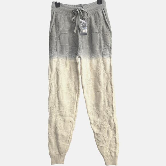 NWT Twenty Montreal Womens Crossover Knit Gradient Joggers Gray / Cream Sz Small - Picture 3 of 12